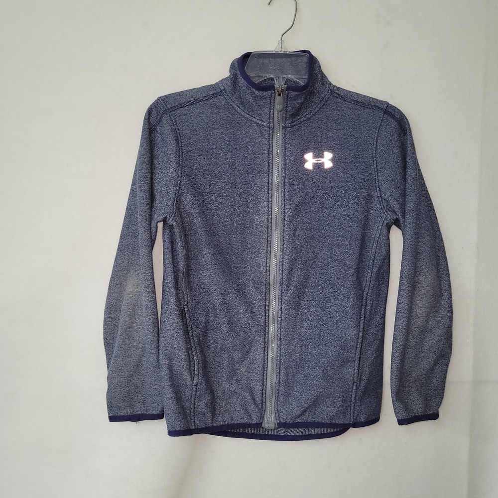 Under Armour ColdGear Kids Blue Heathered Full Zip Mock Neck Jacket YMD Medium